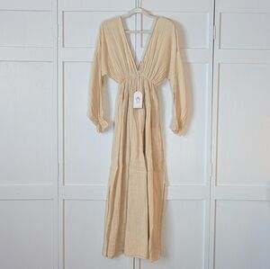 Blanca Cotton Gauze Beige Maxi Dress NWT One Size